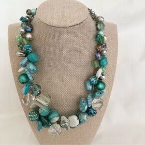 Beachy blue Statement Necklace turquoise beach coastal handmade